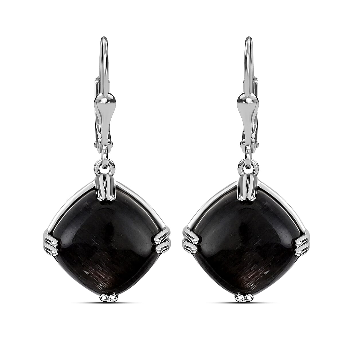 shop lc Golden Sheen Moonstone 16.00 ctw Dangling Earrings in Platinum Over Sterling Silver