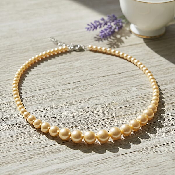 Shop Lc Golden Shell Pearl Necklace In Silvertone 20-22 Inches