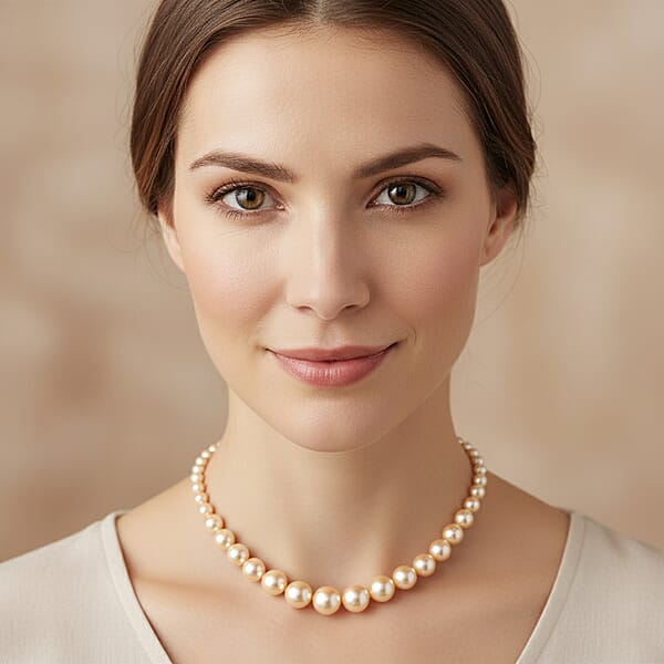 Shop Lc Golden Shell Pearl Necklace In Silvertone 20-22 Inches
