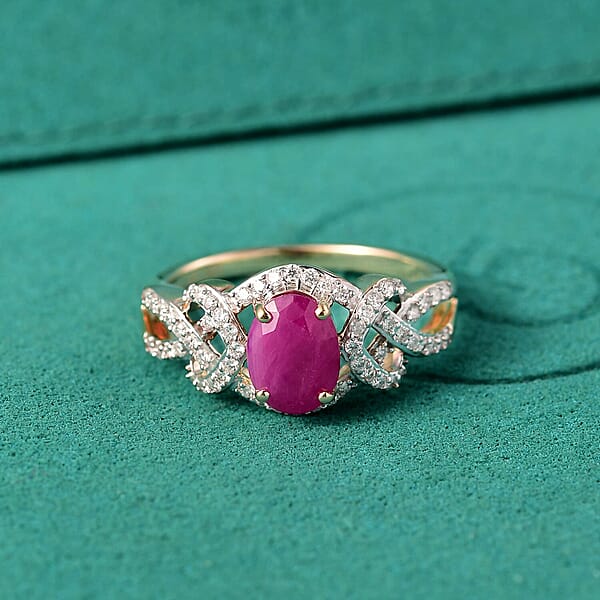 Shop Lc GP 10K Yellow Gold Premium Royal Ruby Diamond (G-H I2) Ring 2.20 Ctw