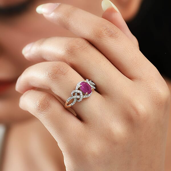 Shop Lc GP 10K Yellow Gold Premium Royal Ruby Diamond (G-H I2) Ring 2.20 Ctw