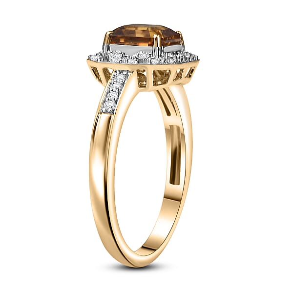 Shop Lc GP Royal Art Deco Collection AAA Asscher Cut Golden Turkizite Diamond Ring In 10K Yellow Gold 2.15 Ctw