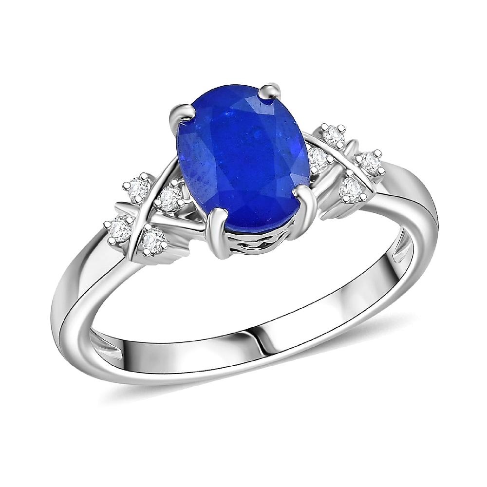 shop lc GP Royal Art Deco Collection AAA Tanzanian Blue Spinel and I2 Diamond 2.35 ctw Ring in 10K White Gold