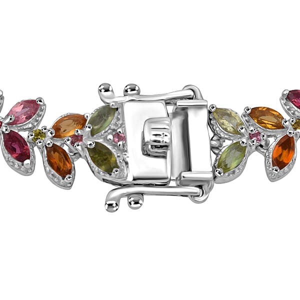 Shop Lc GP Trionfo Collection Premium Multi-Tourmaline 11.20 Ctw Butterfly Pastel Bracelet In Rhodium Over Sterling Silver (7.25 In)