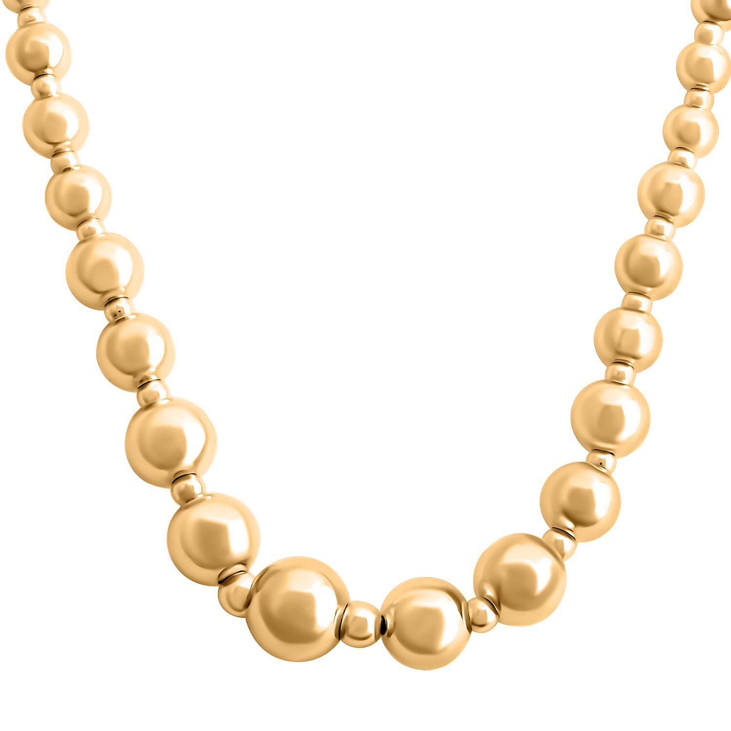 shop lc Graduated Bolle Italian 14K Yellow G9old Necklace 18 Inches 5.08 Grams