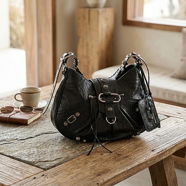 Shop Lc Grand Pelle Black Genuine Leather Crossbody Bag With Shoulder Strap