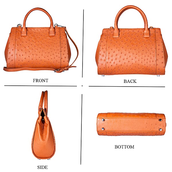 Shop Lc Grand Pelle Brown Genuine Ostrich Leather Tote Bag