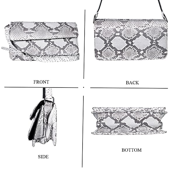Shop Lc Grand Pelle Natural Genuine Python Leather Shoulder Flap Bag