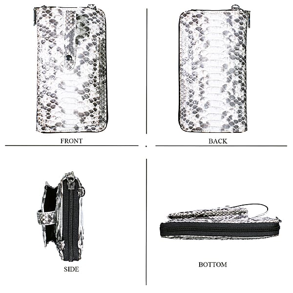 Shop Lc Grand Pelle Natural Genuine Python Leather Zip Clutch With Snap Pocket