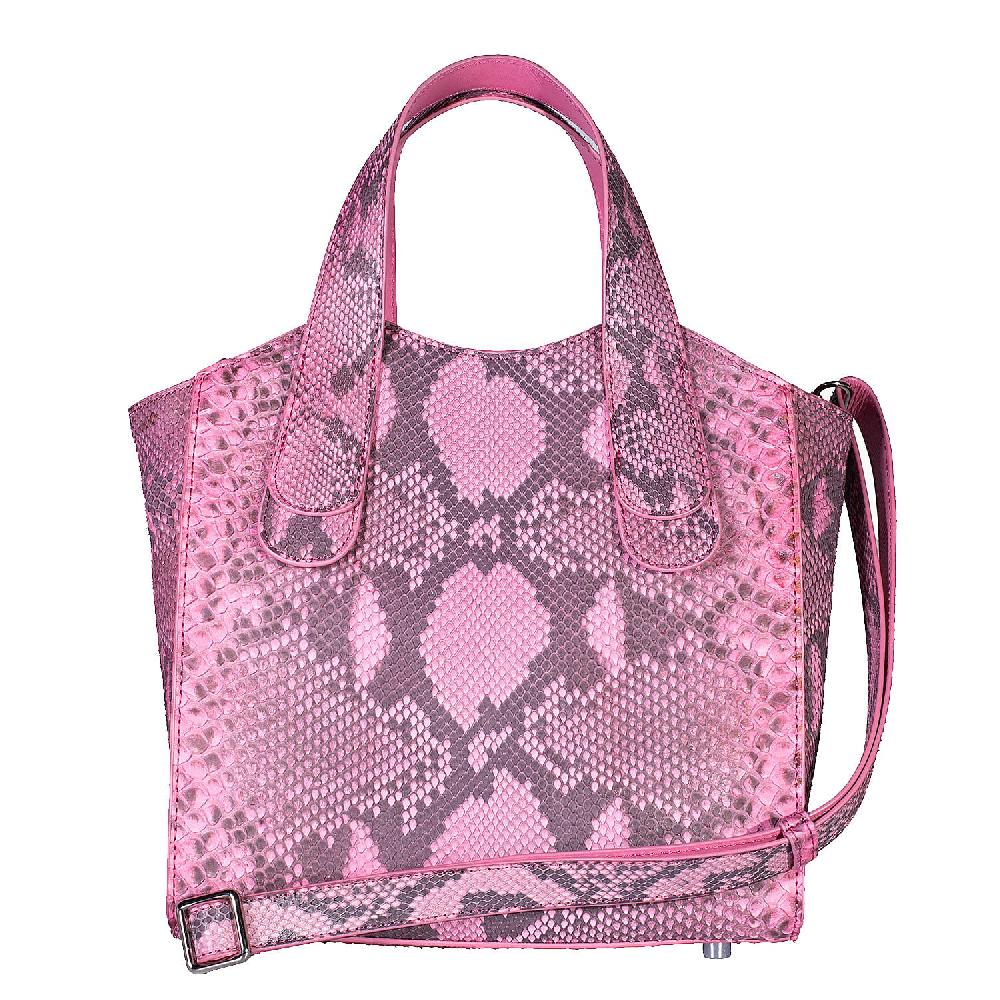 shop lc Grand Pelle Pink Genuine Python Leather Tote Bag with Shoulder Strap