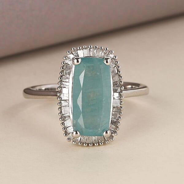 Shop Lc Grandidierite Diamond 2.00 Ctw Halo Ring In Platinum Over Sterling Silver Wedding Rings For Women 2.60 Ctw