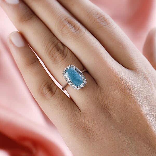 Shop Lc Grandidierite Diamond 2.00 Ctw Halo Ring In Platinum Over Sterling Silver Wedding Rings For Women 2.60 Ctw