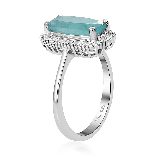 Shop Lc Grandidierite Diamond 2.00 Ctw Halo Ring In Platinum Over Sterling Silver Wedding Rings For Women 2.60 Ctw