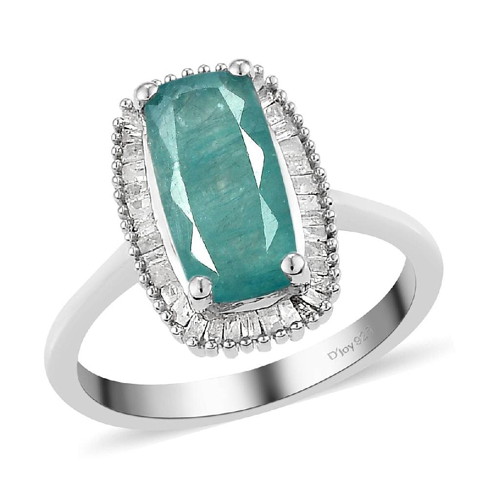 shop lc Grandidierite Diamond 2.00 ctw Halo Ring in Platinum Over Sterling Silver Wedding Rings For Women 2.60 ctw