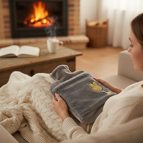 Shop Lc Gray 2L Hot Water Bag With Rabbit Faux Fur Cover