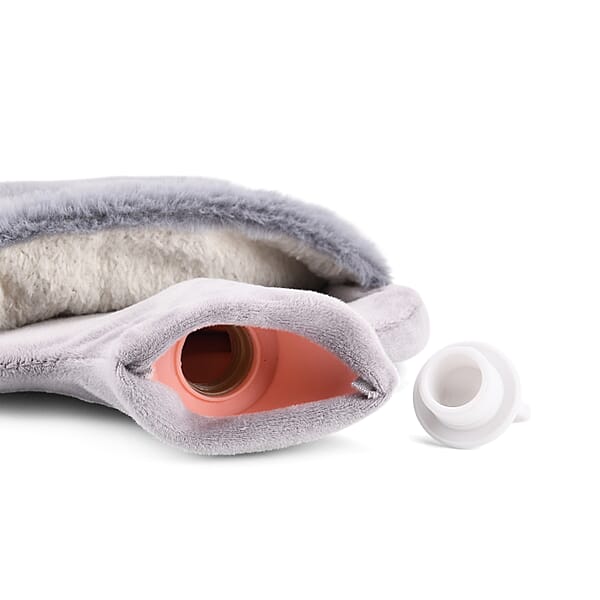 Shop Lc Gray 2L Hot Water Bag With Rabbit Faux Fur Cover