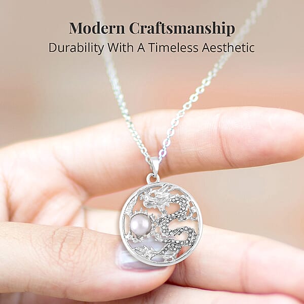Shop Lc Gray Chroma And Austrian Crystal Dragon Pendant Necklace In Silvertone 24-26 Inches