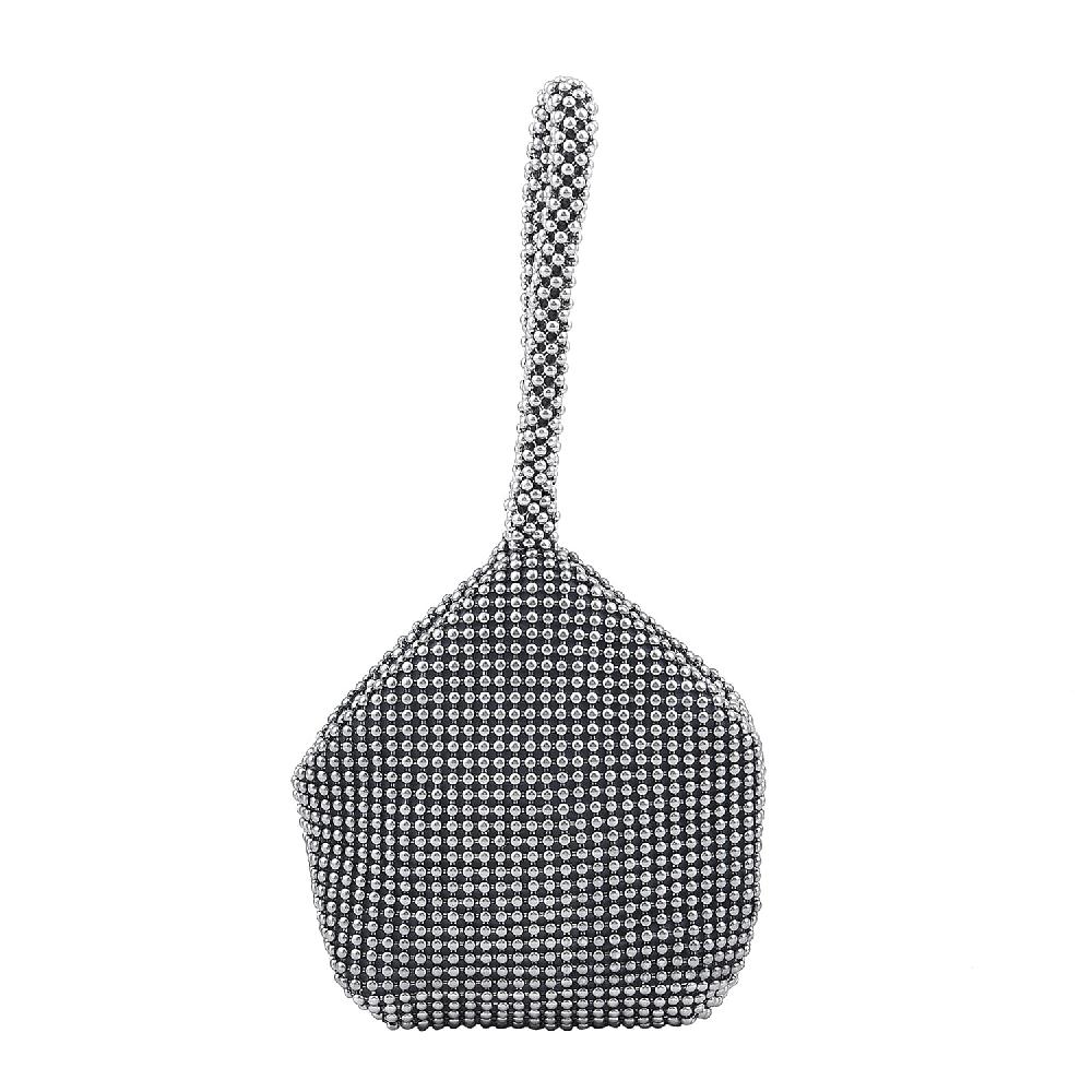 shop lc Gray Sparkle and Glitter Triangle Purse with Zipper Closure