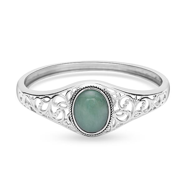 Shop Lc Green Aventurine 12.60 Ctw Bangle Bracelet In Stainless Steel (7.00 In)