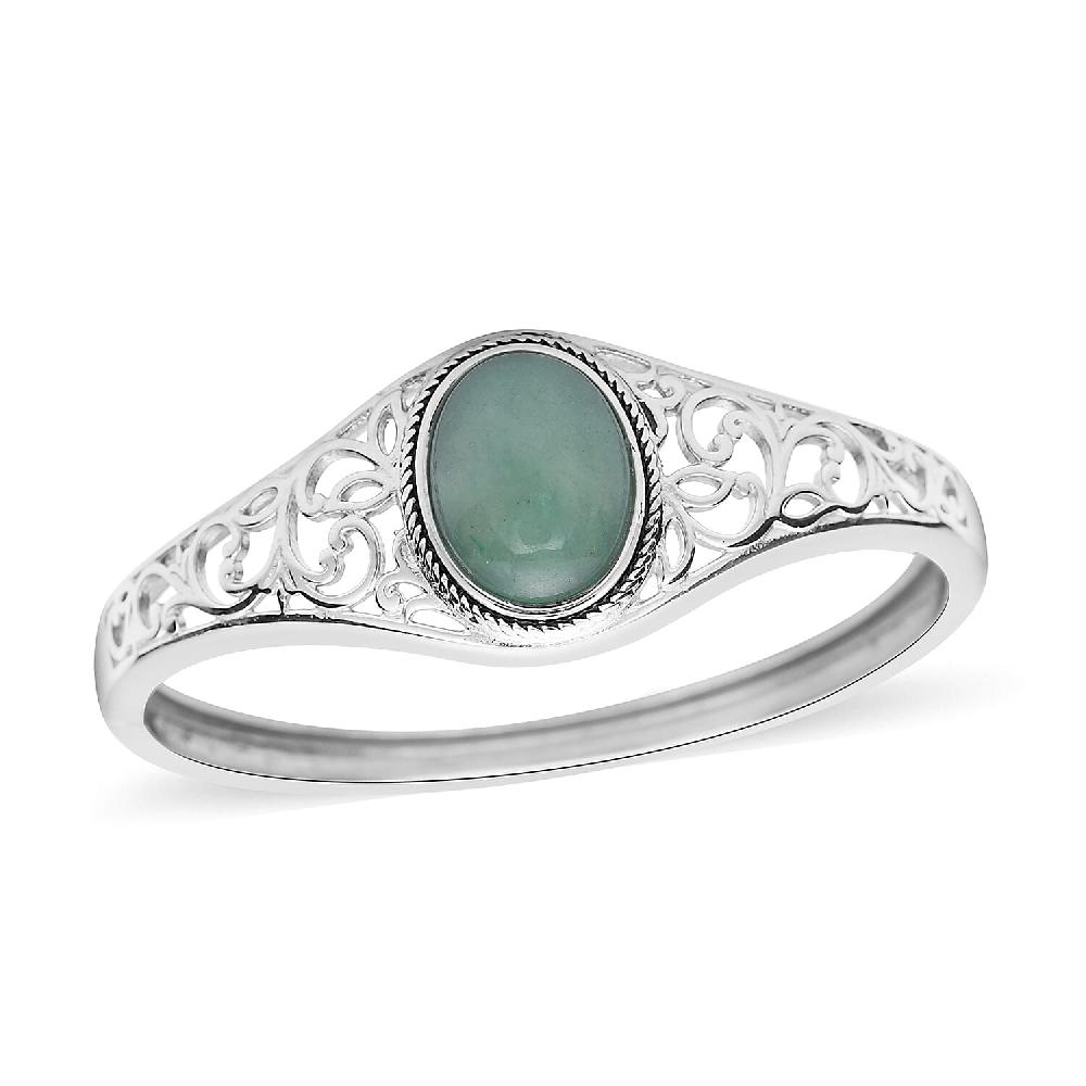 shop lc Green Aventurine 12.60 ctw Bangle Bracelet in Stainless Steel (7.00 In)