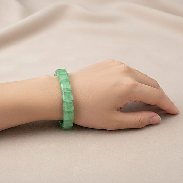 Shop Lc Green Aventurine 125.00 Ctw Square Block Stretch Bracelet