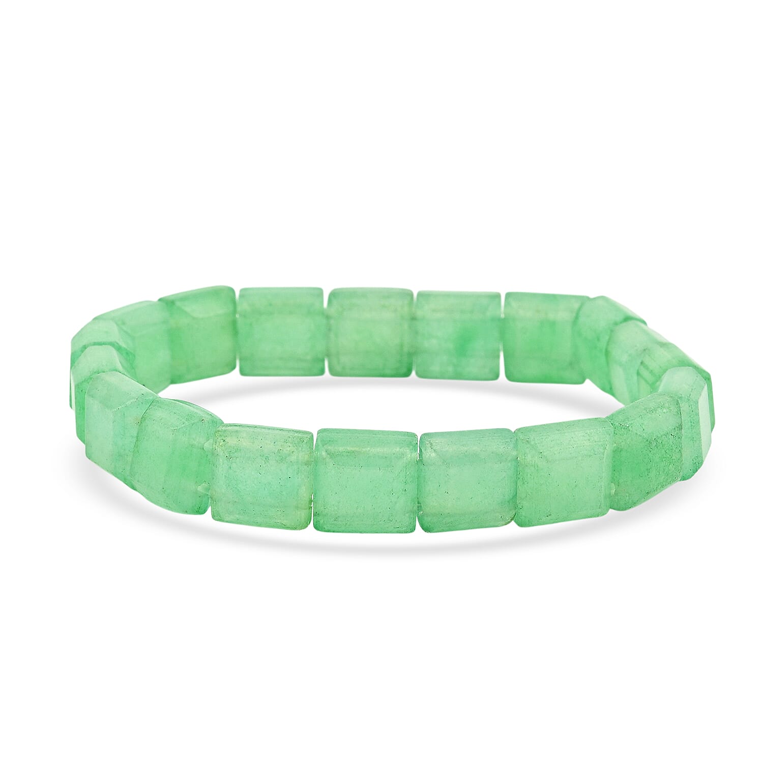 shop lc Green Aventurine 125.00 ctw Square Block Stretch Bracelet