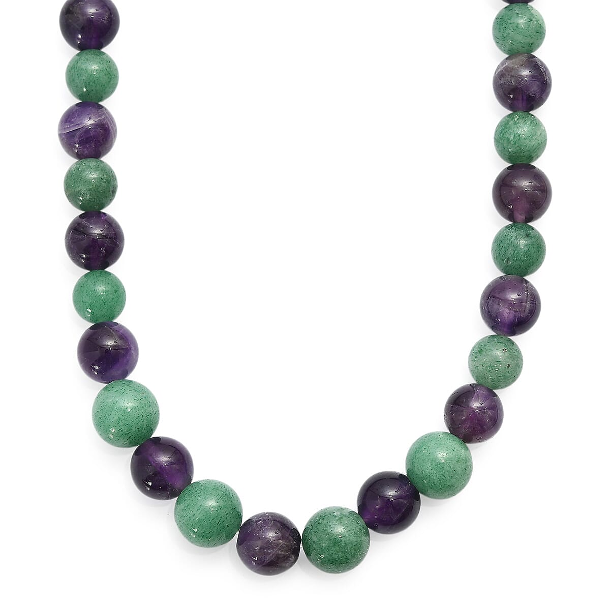shop lc Green Aventurine and African Amethyst 335.00 ctw Beaded Necklace in Platinum Bond 20 Inches
