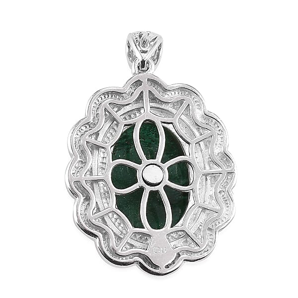 Shop Lc Green Aventurine Pendant In Platinum Over Copper With Magnet 11.80 Ctw