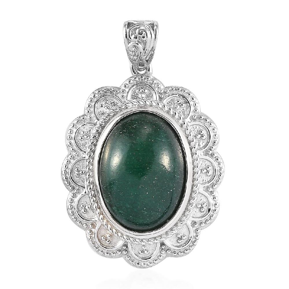 shop lc Green Aventurine Pendant in Platinum Over Copper with Magnet 11.80 ctw