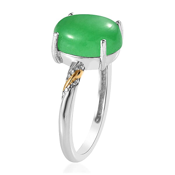 Shop Lc Green Jade (D) 4.50 Ctw Solitaire Ring In 14K YG And Platinum Over Sterling Silver