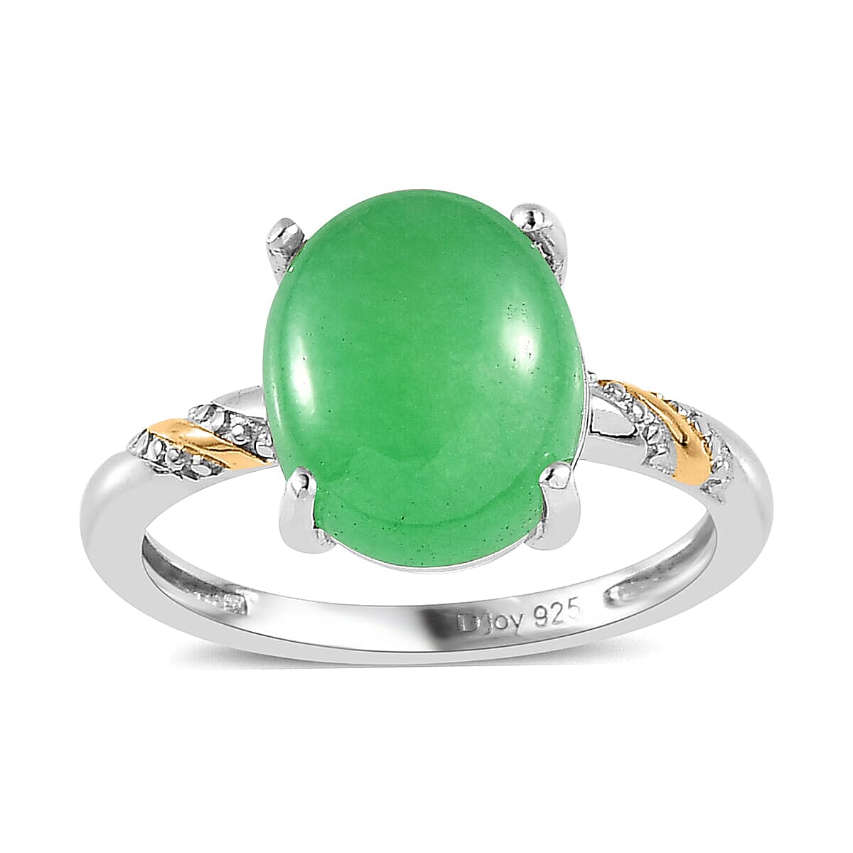 shop lc Green Jade (D) 4.50 ctw Solitaire Ring in 14K YG and Platinum Over Sterling Silver