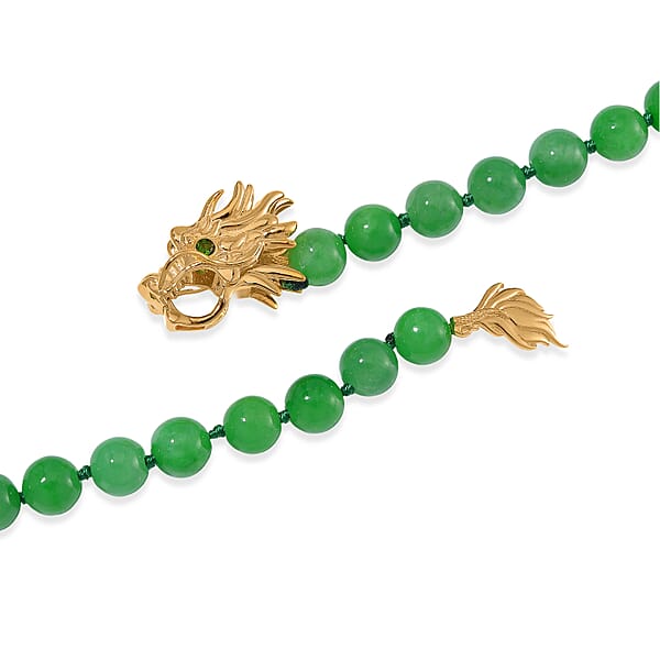 Shop Lc Green Jade (D) And Multi Gemstone 220.90 Ctw Dragon Necklace In 18K Vermeil Yellow Gold Over Sterling Silver 18-20 Inches