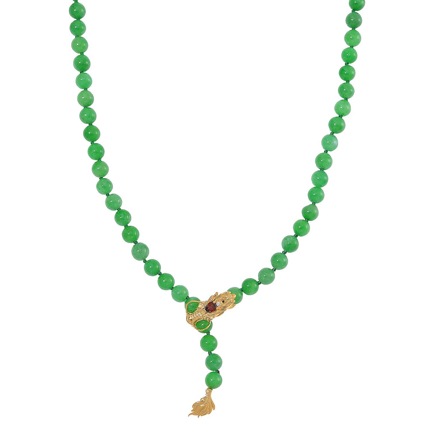 shop lc Green Jade (D) and Multi Gemstone 220.90 ctw Dragon Necklace in 18K Vermeil Yellow Gold Over Sterling Silver 18-20 Inches