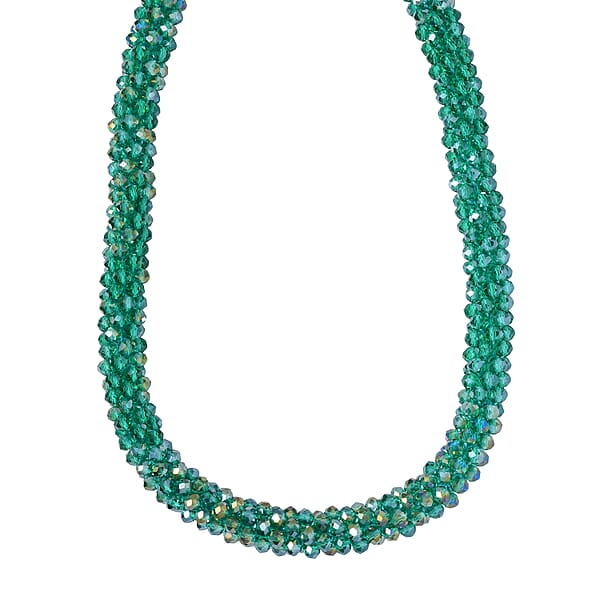 Shop Lc Green Magic Color Glass Beaded Necklace In Silvertone 20-20 Inches