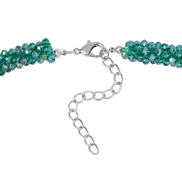 Shop Lc Green Magic Color Glass Beaded Necklace In Silvertone 20-20 Inches