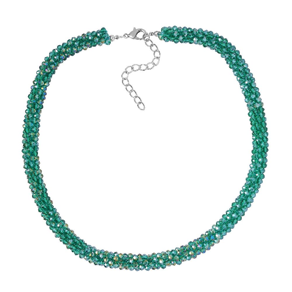 shop lc Green Magic Color Glass Beaded Necklace in Silvertone 20-20 Inches