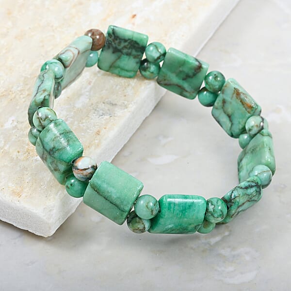 Shop Lc Green Matrix Jasper 148.95 Ctw Tanker Plain Bracelet (6-7In)