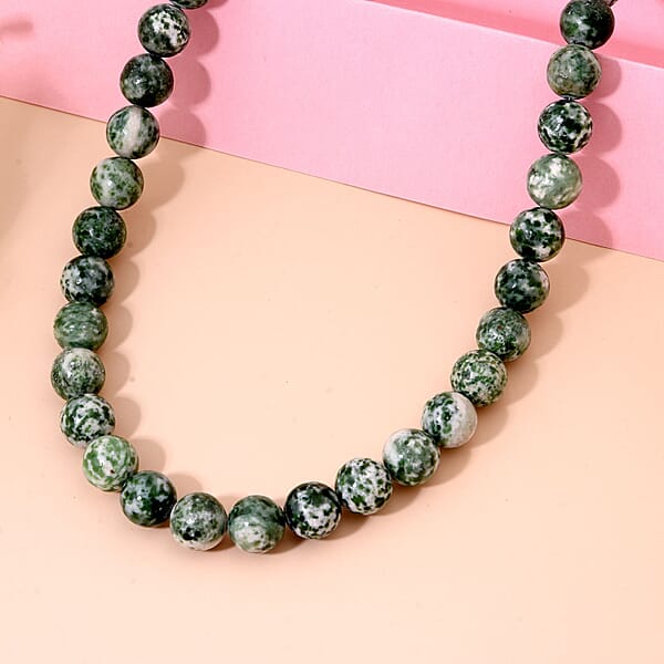 Shop Lc Green Point Jasper 375.00 Ctw Beaded Necklace In Sterling Silver 18 Inches