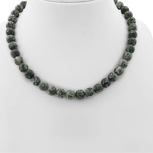 Shop Lc Green Point Jasper 375.00 Ctw Beaded Necklace In Sterling Silver 18 Inches