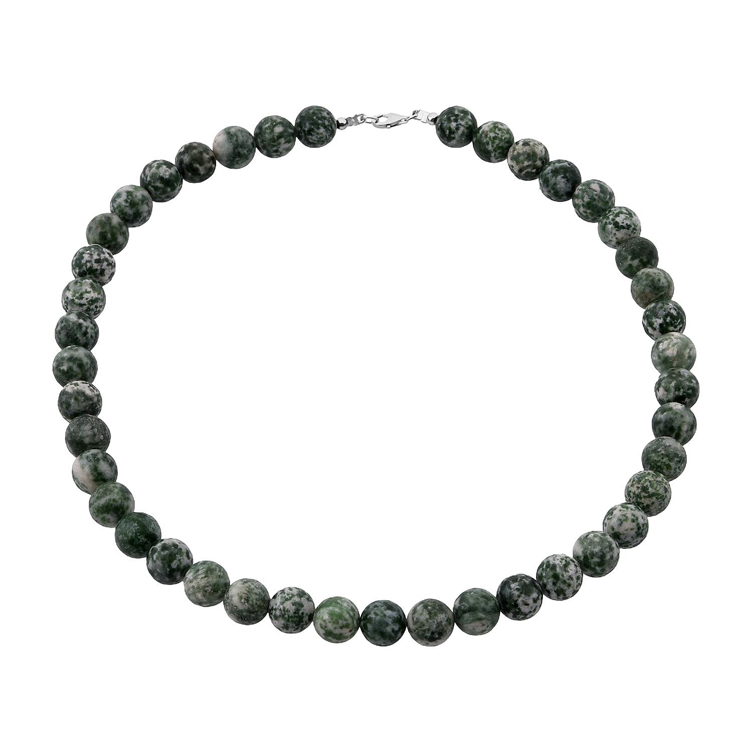 shop lc Green Point Jasper 375.00 ctw Beaded Necklace in Sterling Silver 18 Inches