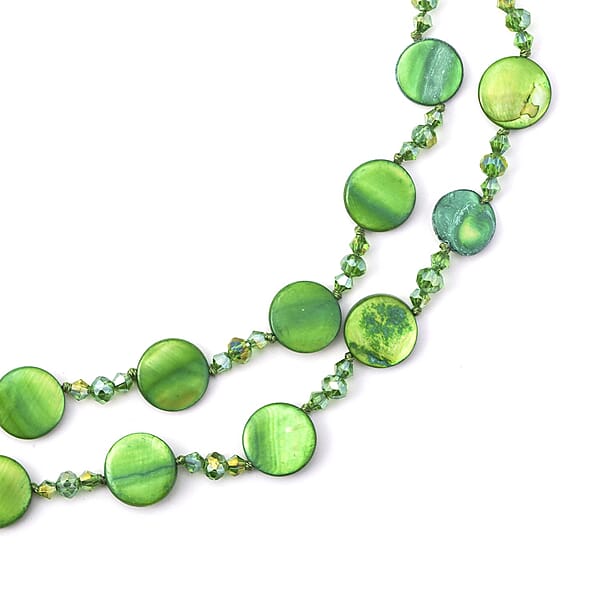 Shop Lc Green Shell Pearl Coin Green Glass Beaded Necklace 47 Inches