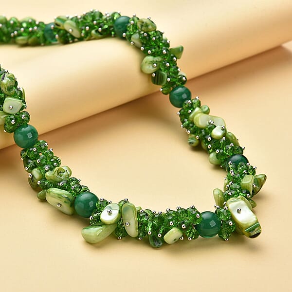 Shop Lc Green Shell Seed Bead Necklace Silvertone Necklace Green Multi Strand Statement Necklace For Women Birthday Gifts For Women Necklace 20-23 Inch