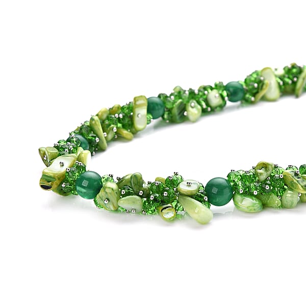 Shop Lc Green Shell Seed Bead Necklace Silvertone Necklace Green Multi Strand Statement Necklace For Women Birthday Gifts For Women Necklace 20-23 Inch