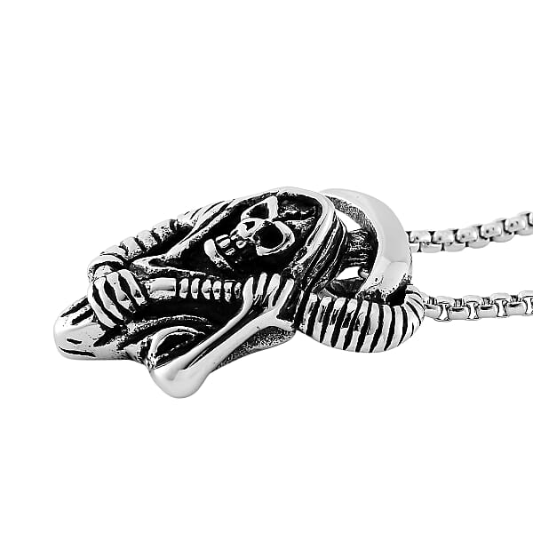 Shop Lc Grim Reaper Pendant Necklace In Black Oxidized And Stainless Steel 24 Inches
