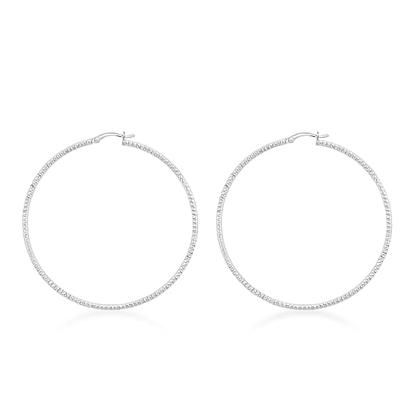 Shop Lc Groove Textured Hoop Earrings In Sterling Silver 6 Grams