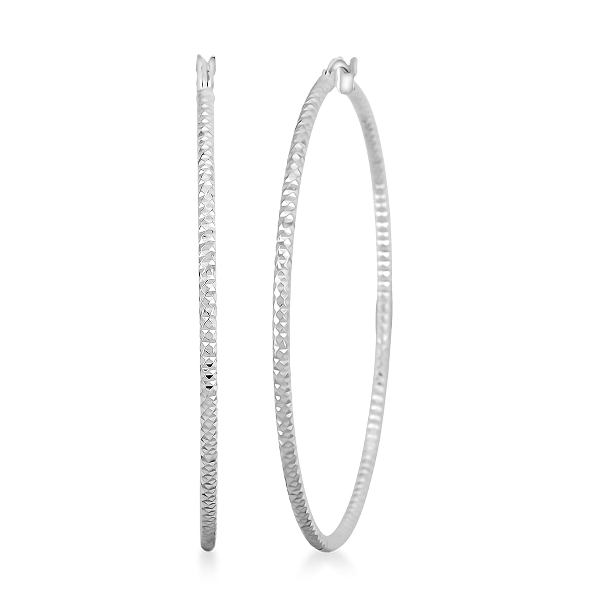 shop lc Groove Textured Hoop Earrings in Sterling Silver 6 Grams
