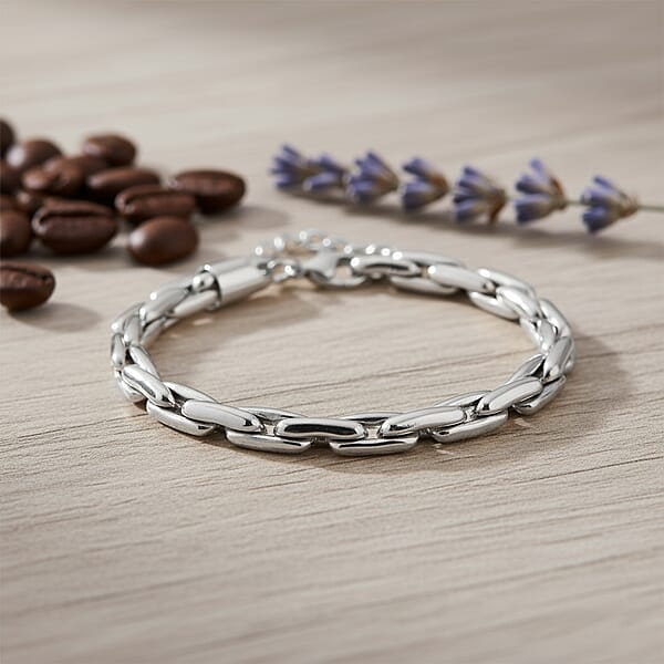 Shop Lc Hammer Circular Link Bracelet In Stainless Steel (7-9In)