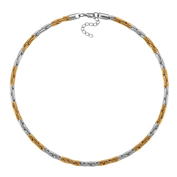 Shop Lc Hammered Circular Link Necklace In ION Plated YG And Stainless Steel (20-22 Inches)