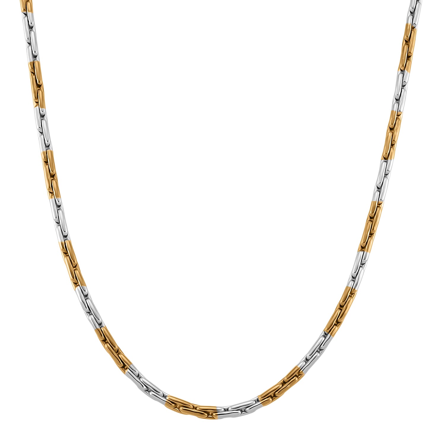 shop lc Hammered Circular Link Necklace in ION Plated YG and Stainless Steel (20-22 Inches)