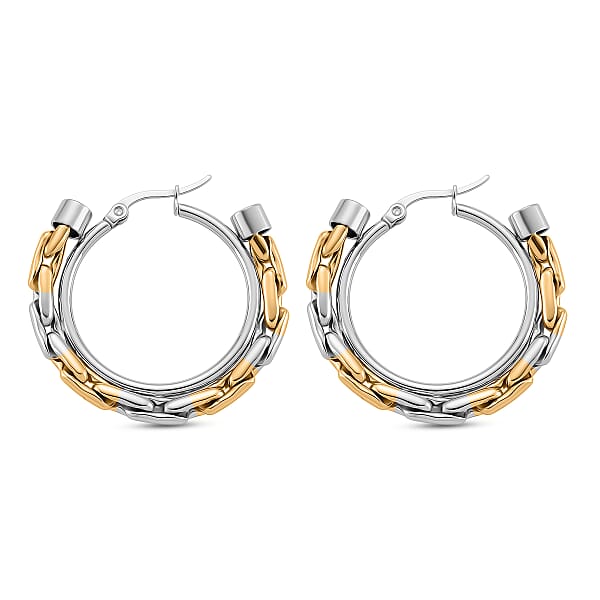 Shop Lc Hammered Hoop Earrings In ION Plated YG Stainless Steel